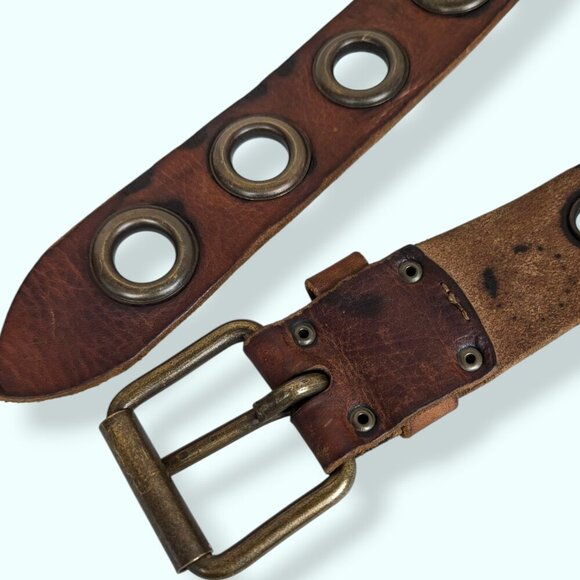 Vintage Leather Grommet Belt - Picture 4 of 6